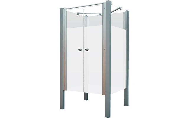 Breuer Exo Set Gartendusche / Outdoordusche Geschlossen Mit Pendeltür Silber Matt 6 Breuer Exo Set Gartendusche / Outdoordusche Geschlossen Mit Pendeltür Silber Matt – Bild 6