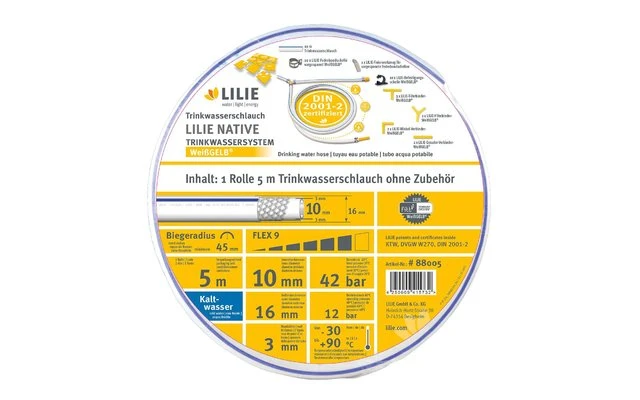 Lilie Native 10m Rolle Trinkwasserschlauch 10x16mm - Kalt 3 Lilie Native 10m Rolle Trinkwasserschlauch 10x16mm - Kalt – Bild 3
