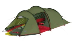 High Peak Falcon 3 LW Lightweight 3 Personen Tunnelzelt Aluminium Gestänge Olive/rot